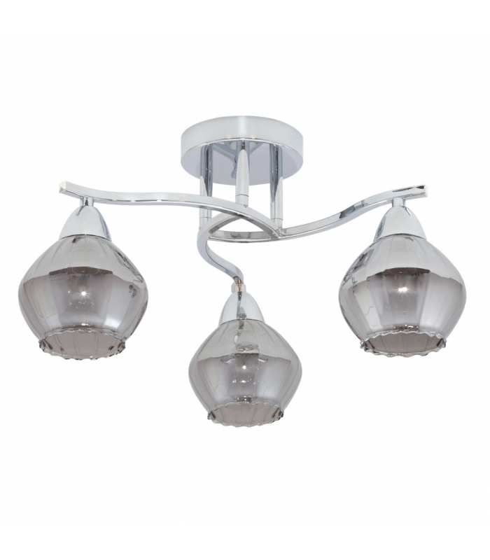 Lámpara De Techo Smoky 3xE14 Cromo Tulipa Cristal