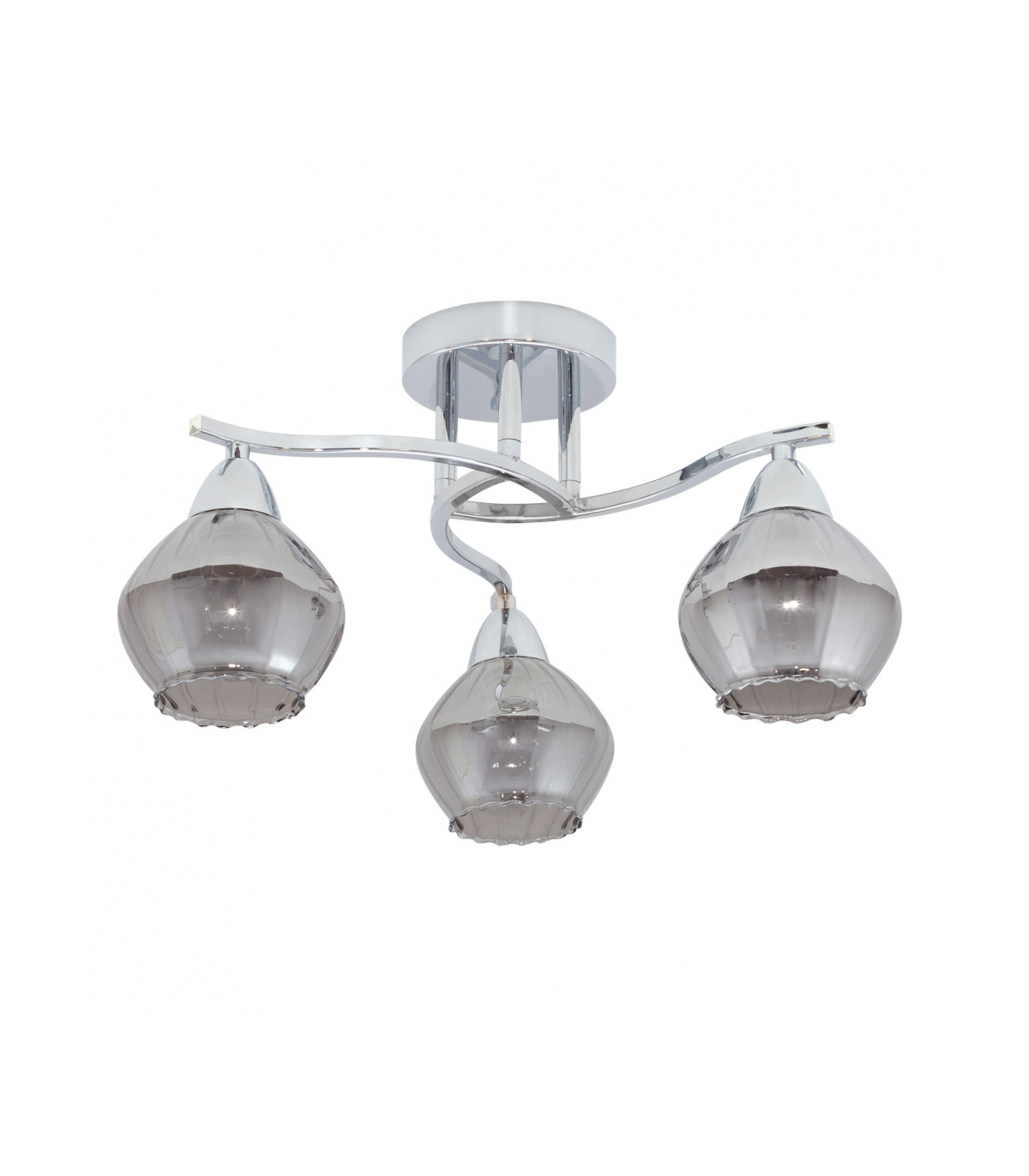 Lámpara De Techo Smoky 3xE14 Cromo Tulipa Cristal