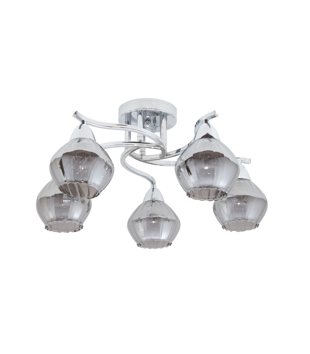 Lámpara De Techo Smoky 5xE14 Cromo Tulipa Cristal