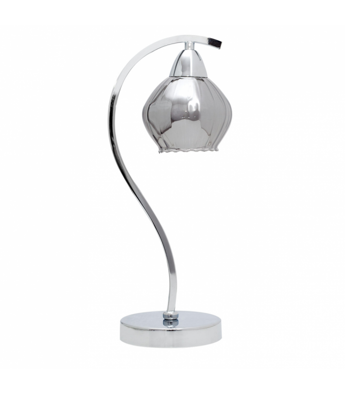 Lámpara Sobremesa Smoky 1xE14 Cromo Tulipa Cristal