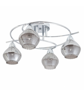 Lámpara De Techo Smoky 4xE14 Cromo Tulipa Cristal