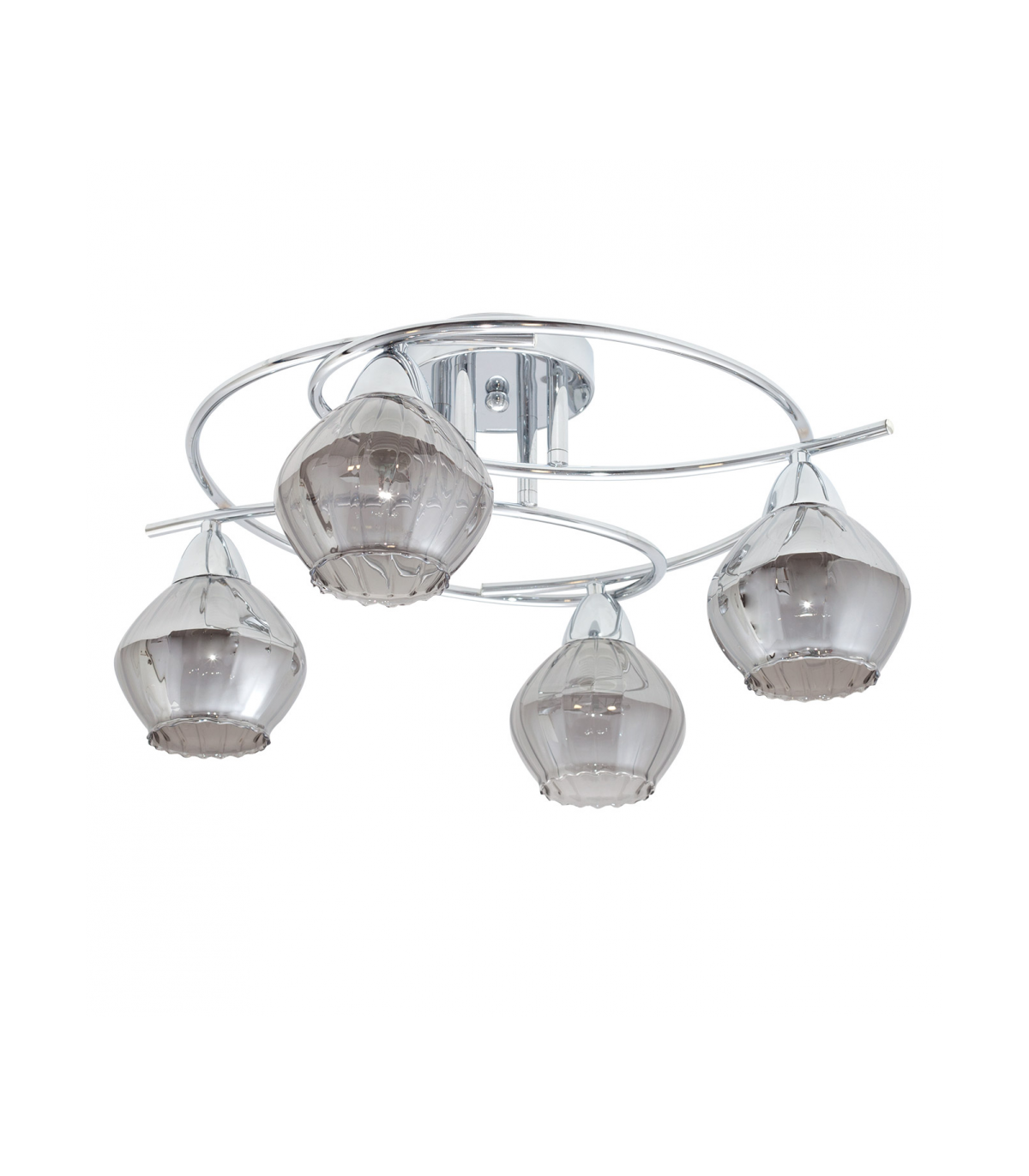 Lámpara De Techo Smoky 4xE14 Cromo Tulipa Cristal