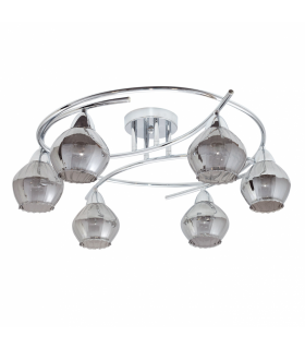 Lámpara De Techo Smoky 6xE14 Cromo Tulipa Cristal