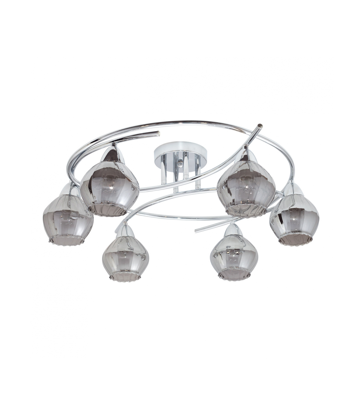 Lámpara De Techo Smoky 6xE14 Cromo Tulipa Cristal