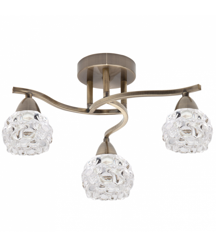 Lámpara De Techo Glass 3xE14 Cuero Tulipa Cristal