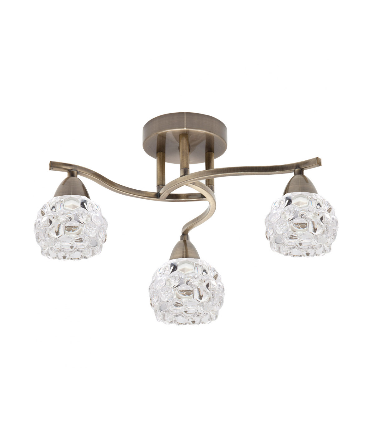 Lámpara De Techo Glass 3xE14 Cuero Tulipa Cristal