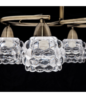 Lámpara De Techo Glass 6xE14 Cuero Tulipa Cristal