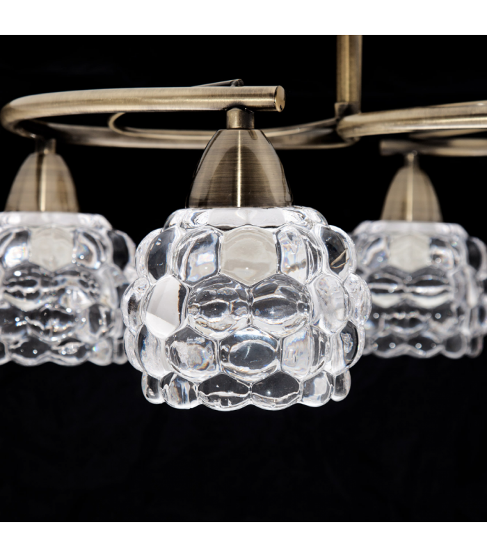 Lámpara De Techo Glass 6xE14 Cuero Tulipa Cristal