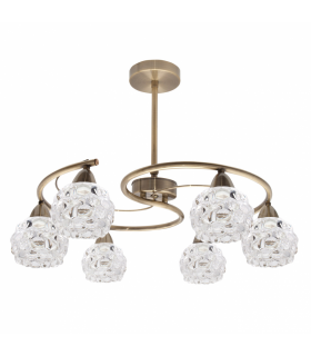 Lámpara De Techo Glass 6xE14 Cuero Tulipa Cristal
