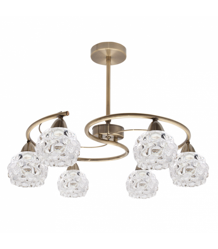 Lámpara De Techo Glass 6xE14 Cuero Tulipa Cristal