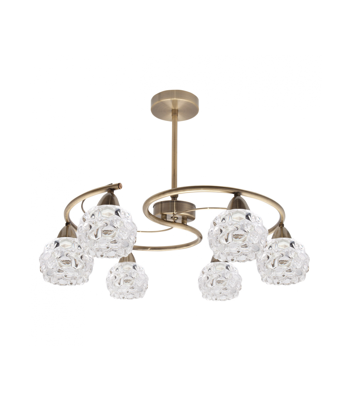 Lámpara De Techo Glass 6xE14 Cuero Tulipa Cristal