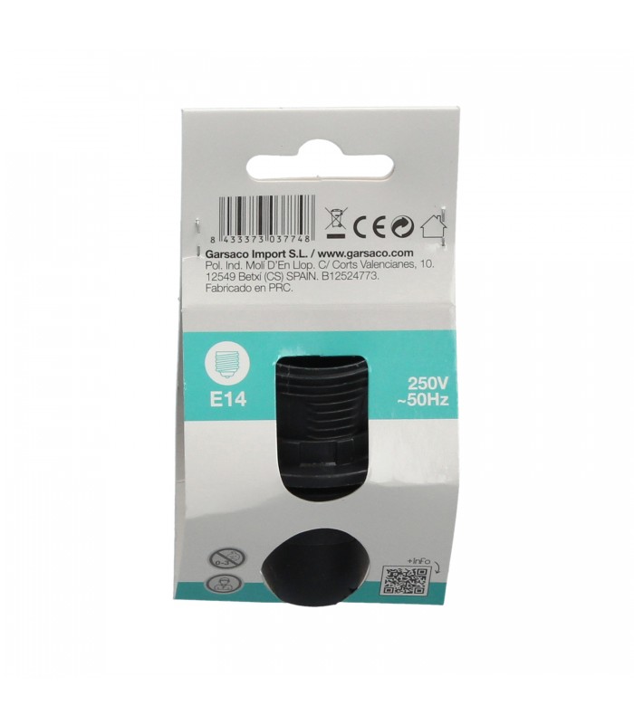 Portalámpara Semiroscado E14 Termoplástico Negro