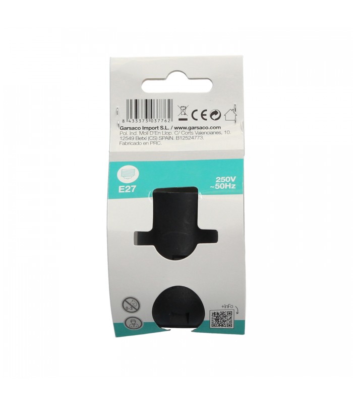 Portalámpara E27 Termoplástico Liso Negro