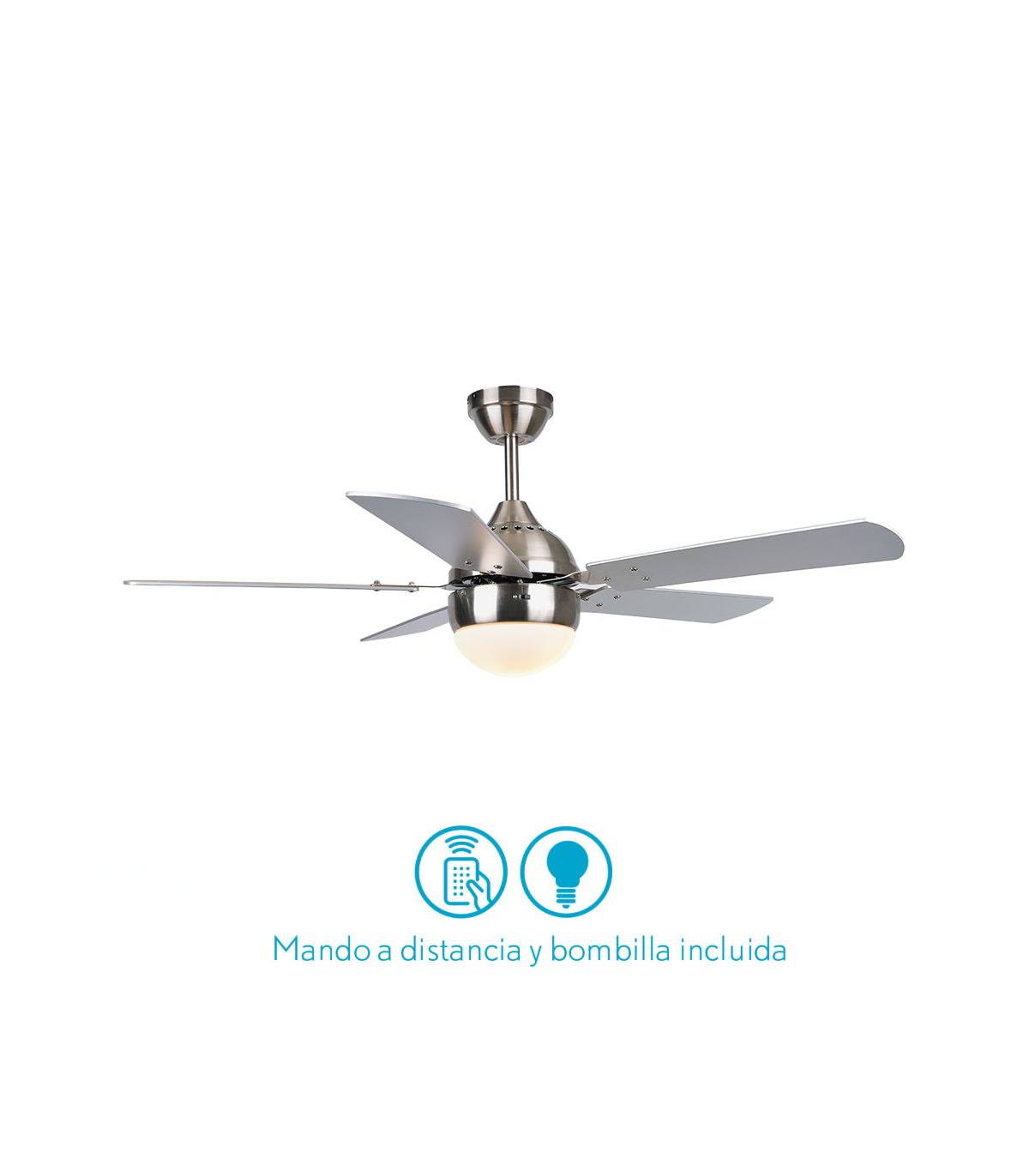 Ventilador de Techo Pontia AC 1xE27 5 Aspas Plata/Haya