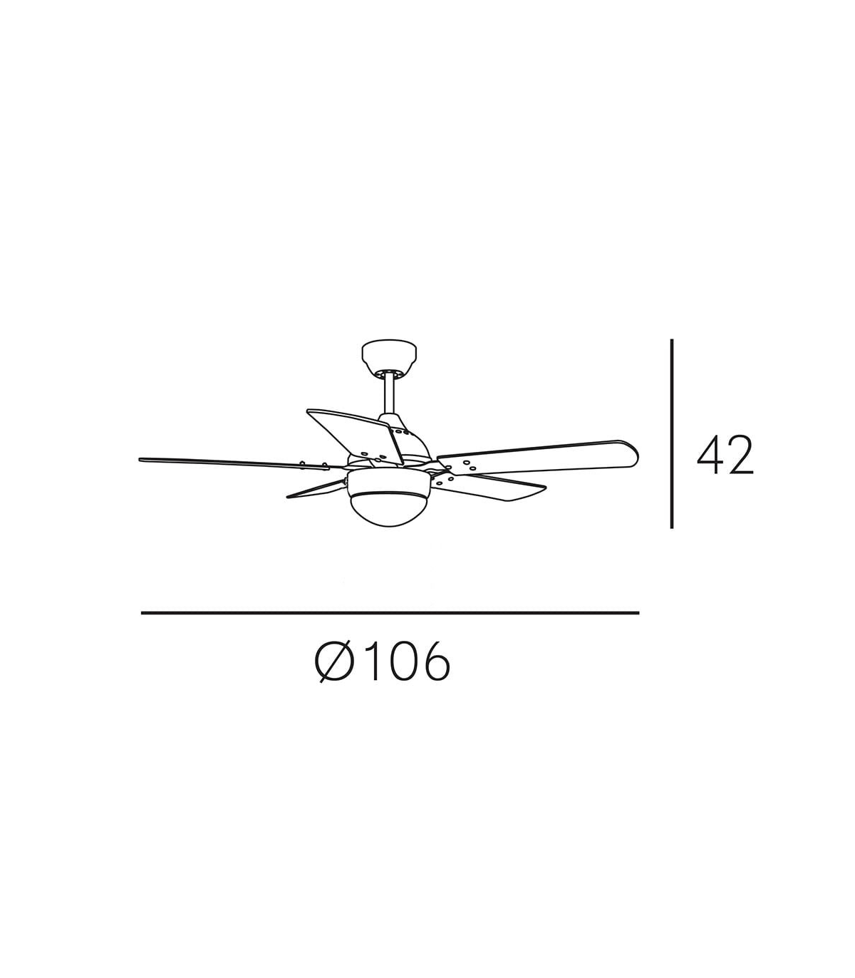 Ventilador de Techo Pontia AC 1xE27 5 Aspas Plata/Haya