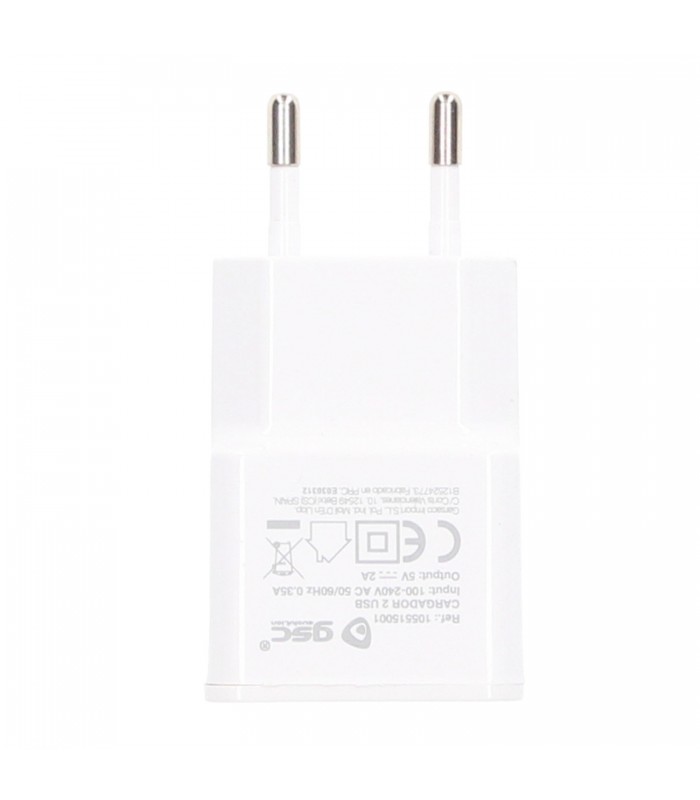 Cargador 230V A 2 USB Tipo A 5V/2A 10W