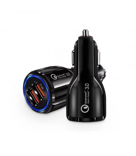 Cargador Mechero Coche 2 USB  QC3.0 + 2.4A 5V/2.4A 30W