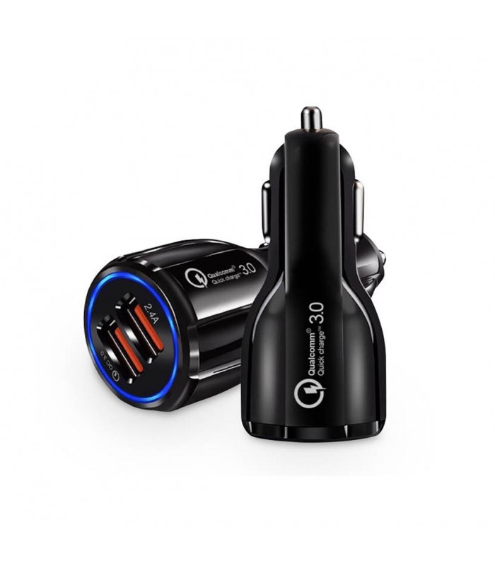 Cargador Mechero Coche 2 USB  QC3.0 + 2.4A 5V/2.4A 30W