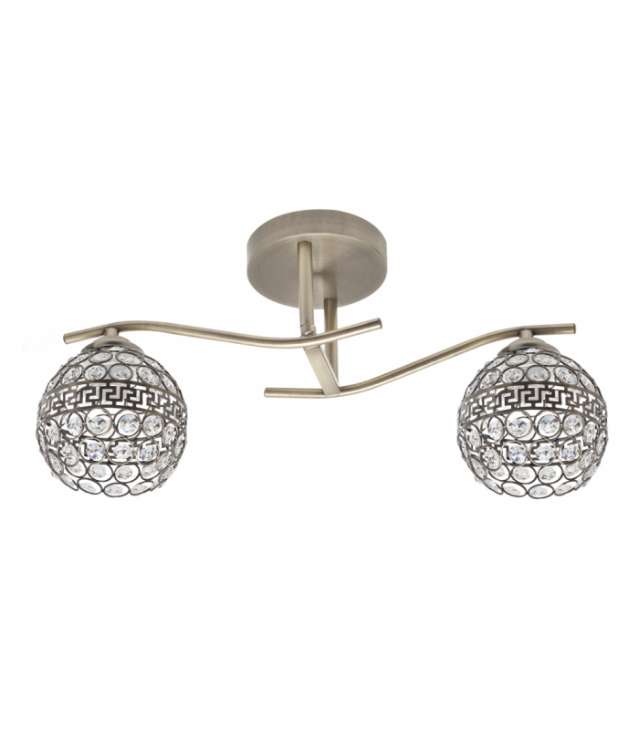 Lámpara de techo Nemes 2xE27 Tulipa Cristal Cuero