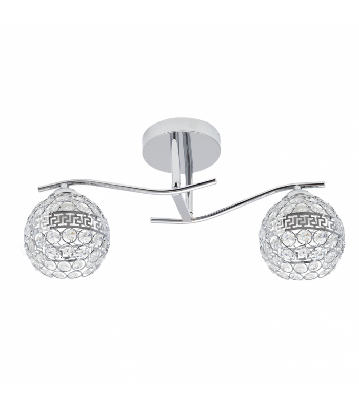Lámpara de techo Nemes 2xE27 Tulipa Cristal Cromo