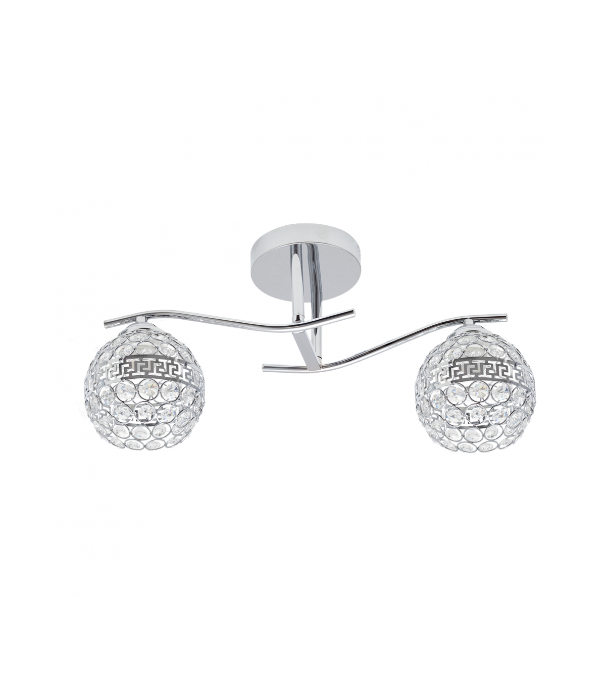 Lámpara de techo Nemes 2xE27 Tulipa Cristal Cromo