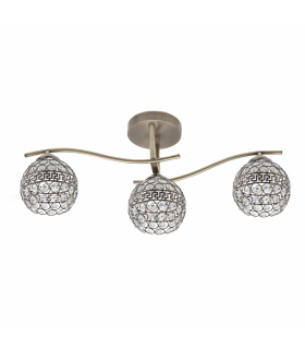 Lámpara de techo Nemes 3xE27 Tulipa Cristal Cuero