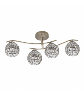 Lámpara de techo Nemes 4xE27 Tulipa Cristal Cuero