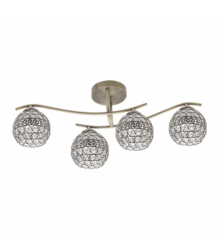 Lámpara de techo Nemes 4xE27 Tulipa Cristal Cuero