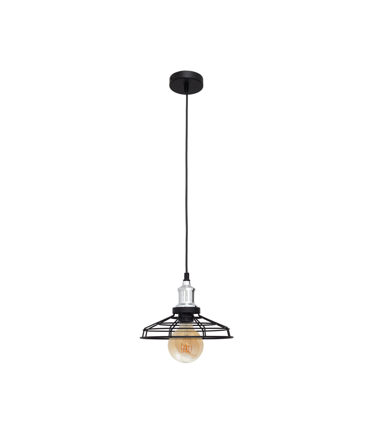 Lámpara Colgante Pascal 1xE27 Negro/Cromo
