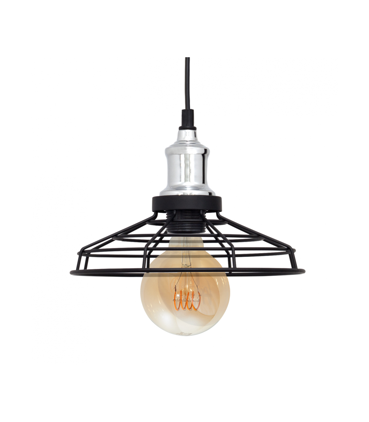 Lámpara Colgante Pascal 1xE27 Negro/Cromo