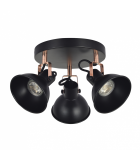 Foco Techo Arabia 3xGU10 Negro / Cobre