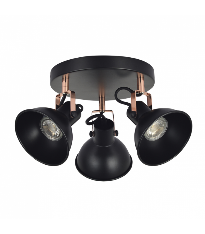 Foco Techo Arabia 3xGU10 Negro / Cobre