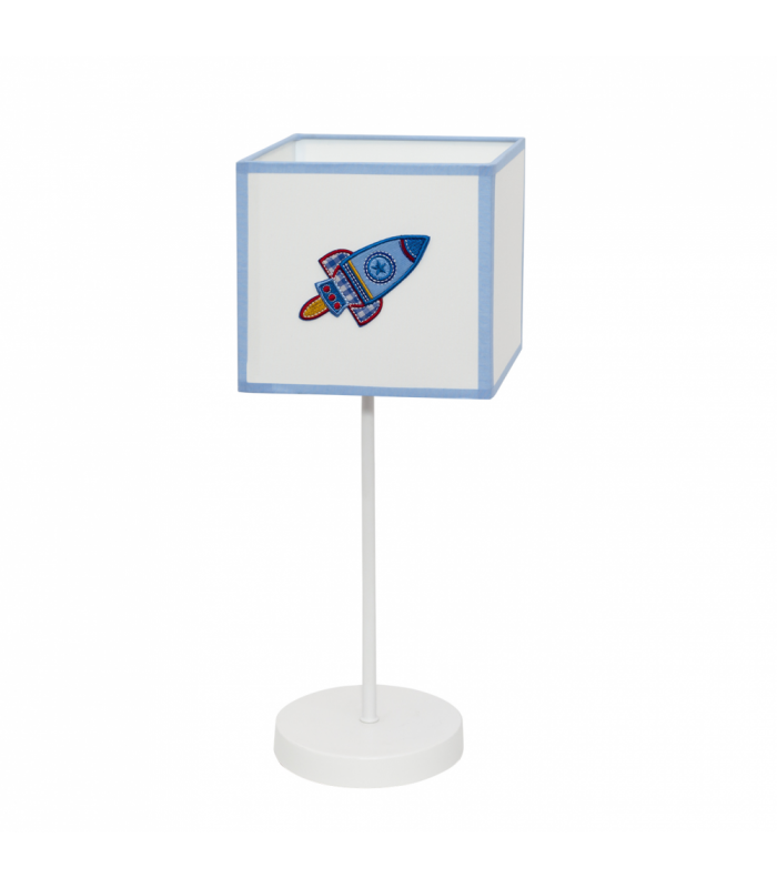 Lámpara Sobremesa Infantil Cohete 1xE14 Blanco / Azul