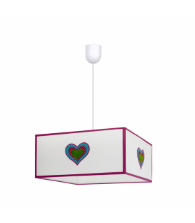 Lámpara Colgante Infantil Amor 1xE27 Rosa / Blanco Regulable