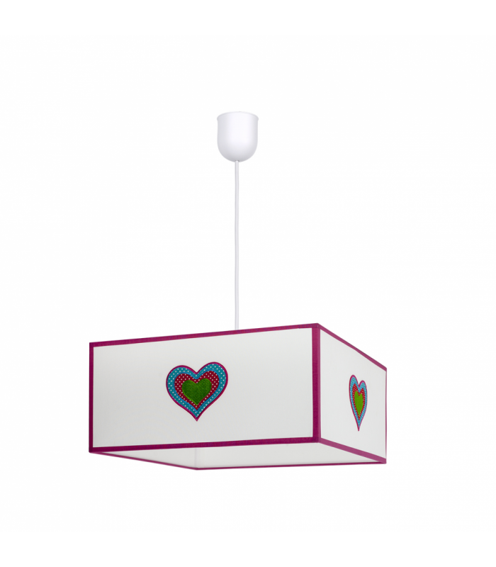 Lámpara Colgante Infantil Amor 1xE27 Rosa / Blanco Regulable
