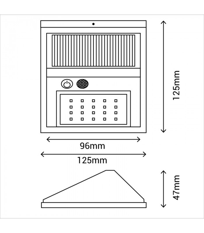 Aplique Solar Neko 2.8W 200Lm 6000K Negro