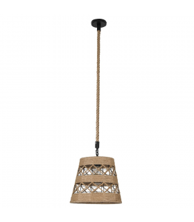 Lámpara colgante Yute 1xE27 Cuco Negro / Natural Regulable