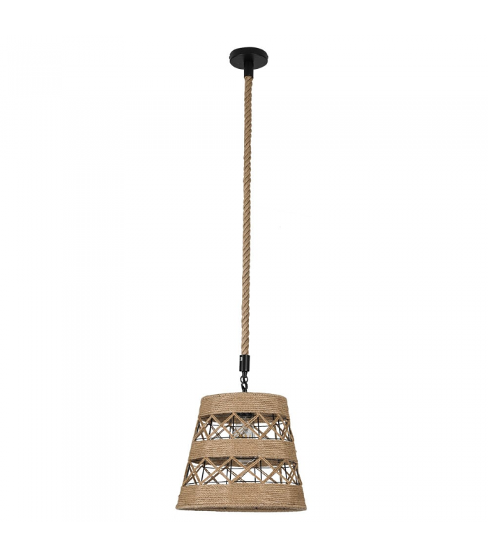 Lámpara colgante Yute 1xE27 Cuco Negro / Natural Regulable