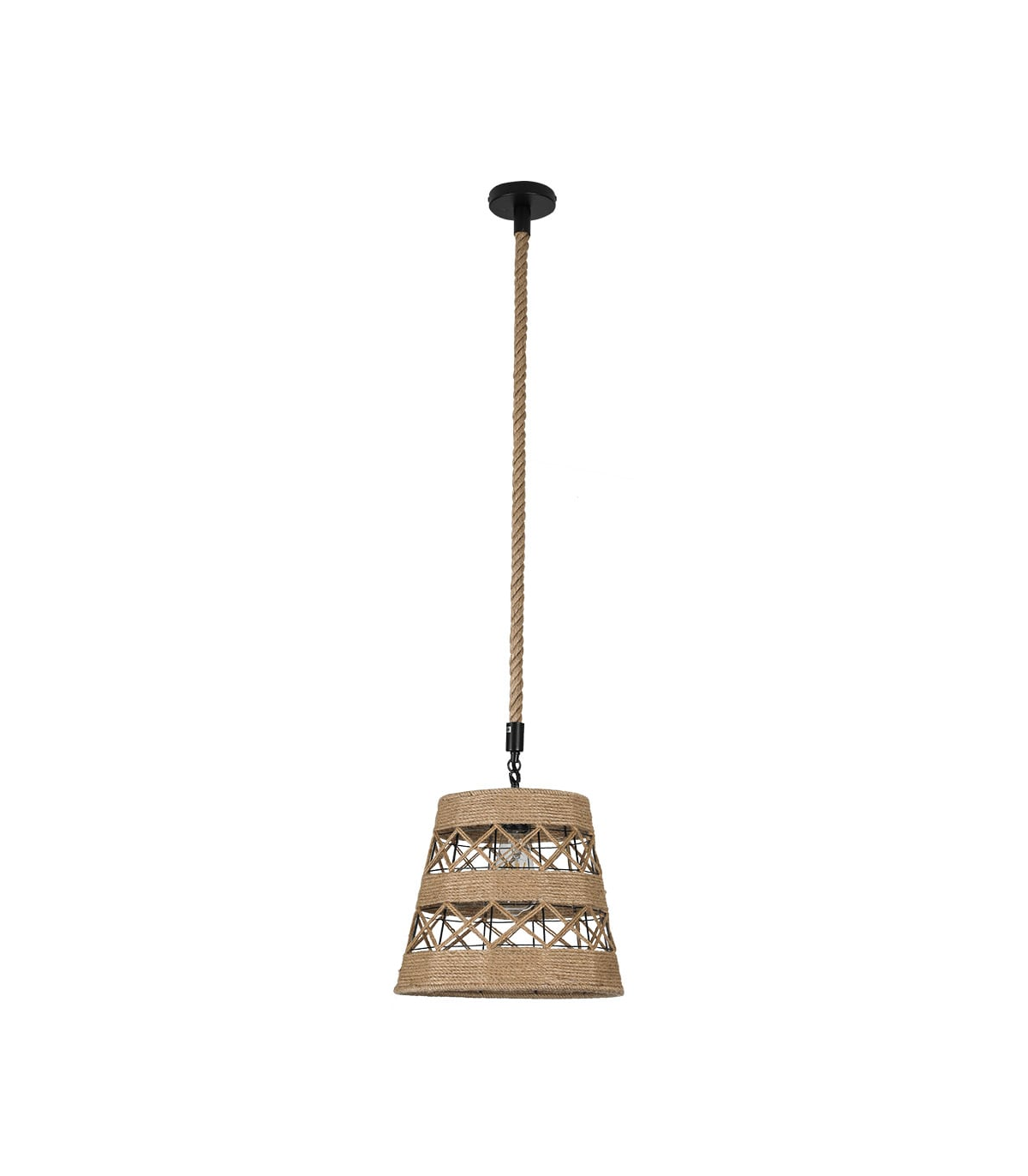 Lámpara colgante Yute 1xE27 Cuco Negro / Natural Regulable
