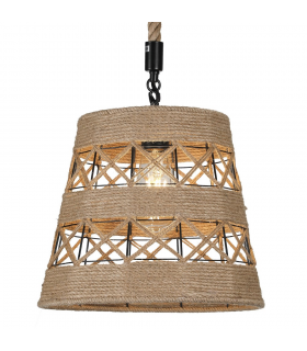 Lámpara colgante Yute 1xE27 Cuco Negro / Natural Regulable