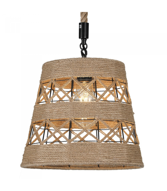 Lámpara colgante Yute 1xE27 Cuco Negro / Natural Regulable