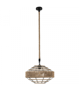 Lámpara colgante Yute 1xE27 Ovni Negro / Natural Regulable