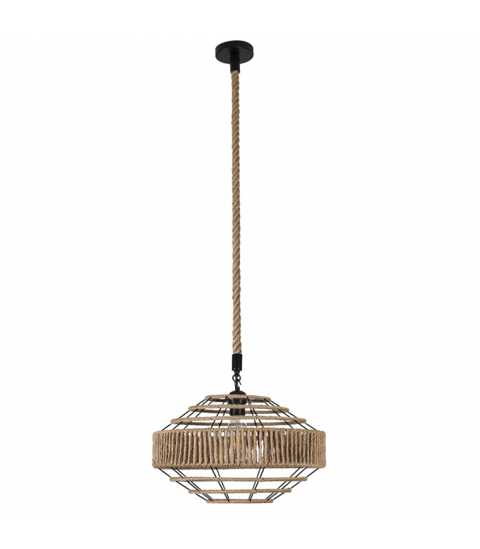 Lámpara colgante Yute 1xE27 Ovni Negro / Natural Regulable