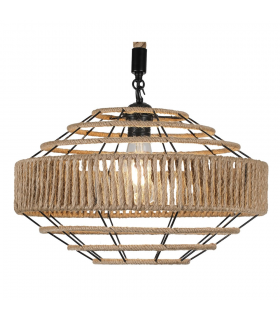 Lámpara colgante Yute 1xE27 Ovni Negro / Natural Regulable
