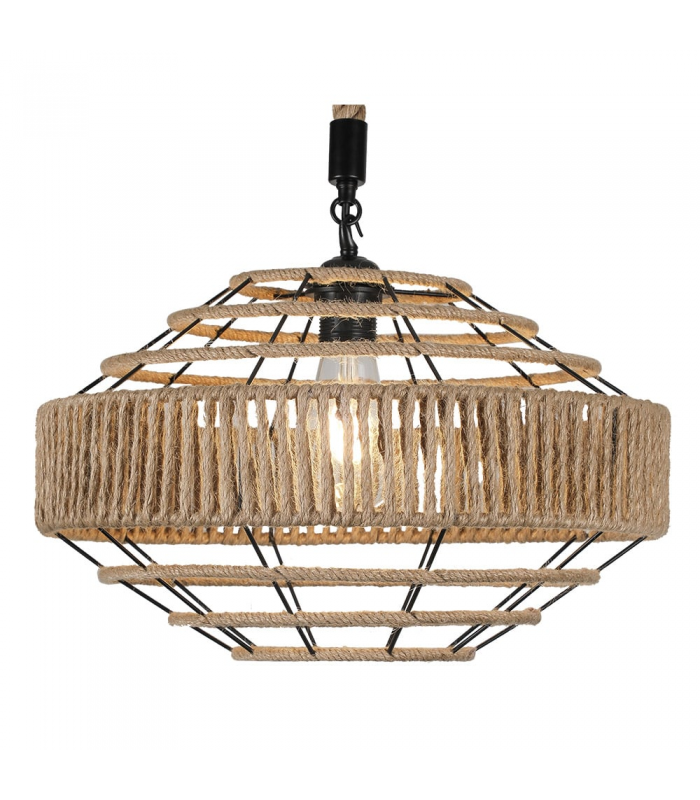Lámpara colgante Yute 1xE27 Ovni Negro / Natural Regulable