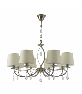 Lámpara Colgante Monterrey 8xE14 Cuero / Pantalla Beis