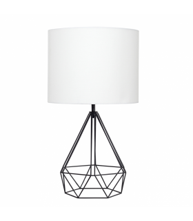 Lámpara Sobremesa Abrantes 1xE27 Negro Pantalla Blanca
