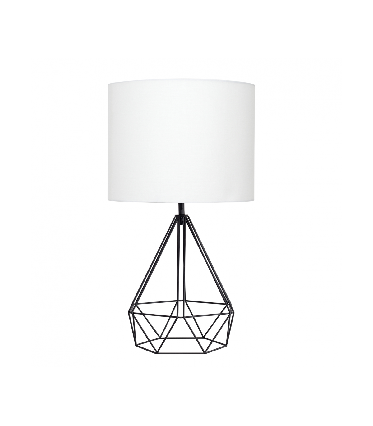 Lámpara Sobremesa Abrantes 1xE27 Negro Pantalla Blanca