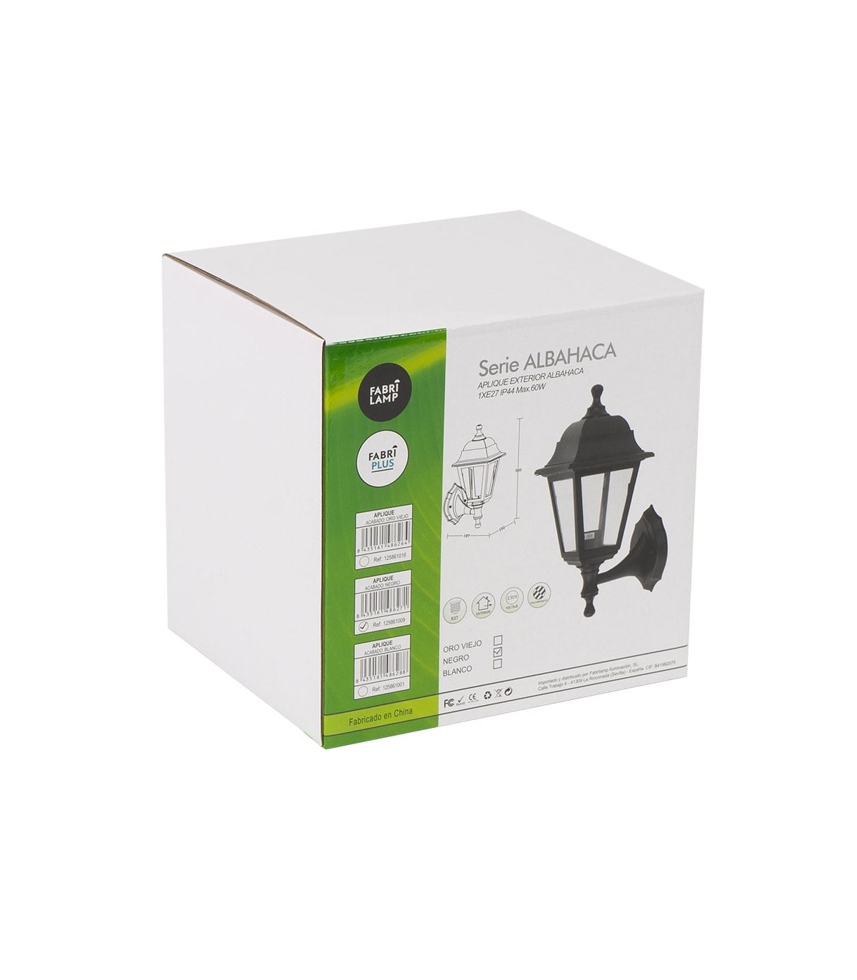 Aplique Exterior Albahaca 1xE27 IP44 Negro