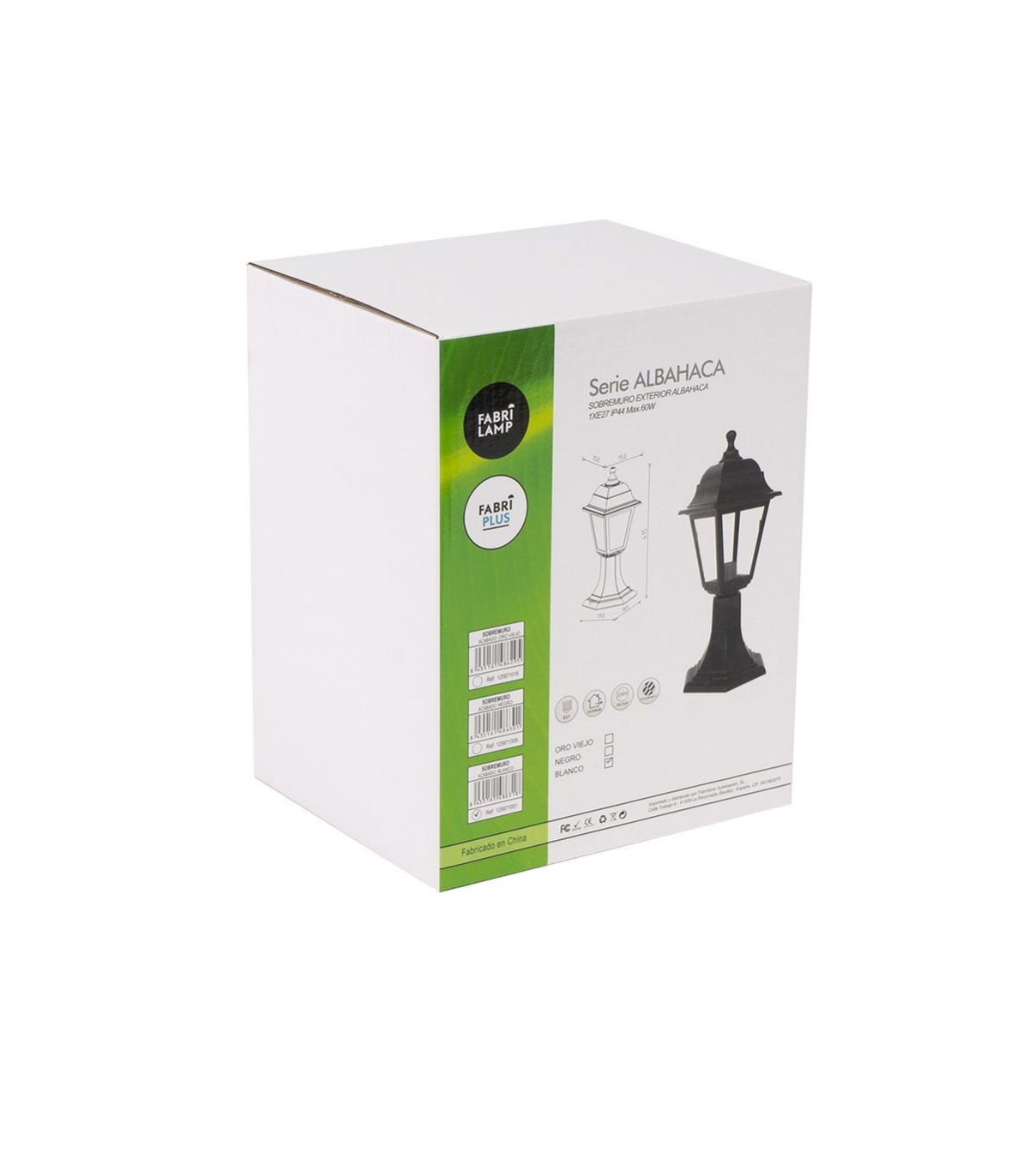 Farol Exterior Sobremuro Albahaca 1xE27 IP44 Negro